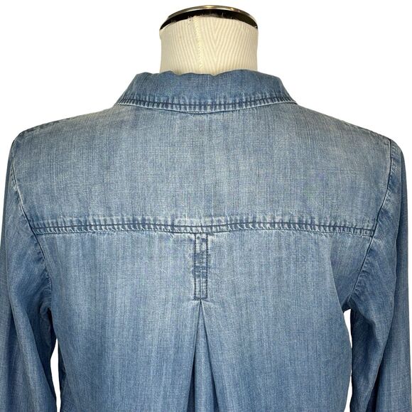 Cloth & Stone Womens Chambray Popover Tunic Size S Blue Long Sleeve Collared - Picture 7 of 12
